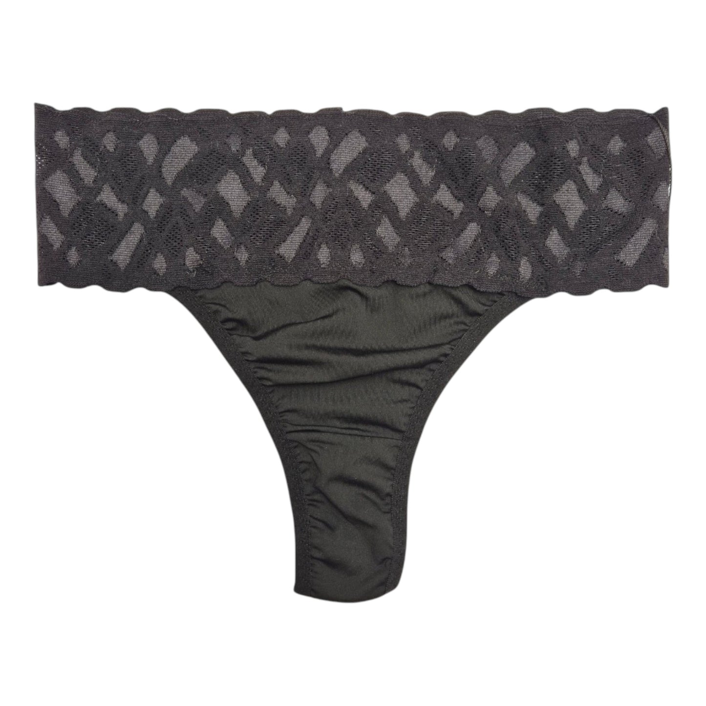Calcinha Sweet preta de cintura alta com cós em renda, fio duplo e conforto absoluto. Plaquinha personalizada na cor dourada, peça artesanal.